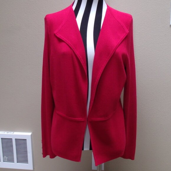 Chico's Red Long Sleeve Cardigan Sz Med - Picture 3 of 8